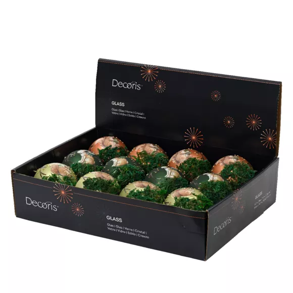 Eminza Lot De 12 Boules De Noël En Verre (D80 Mm) Conte De Fée Vert