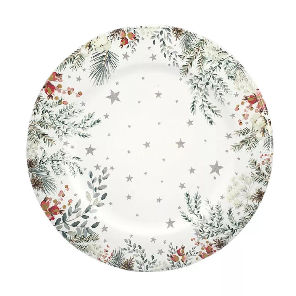 eminza Lot de 12 dessous d'assiette Branches glacées Blanc