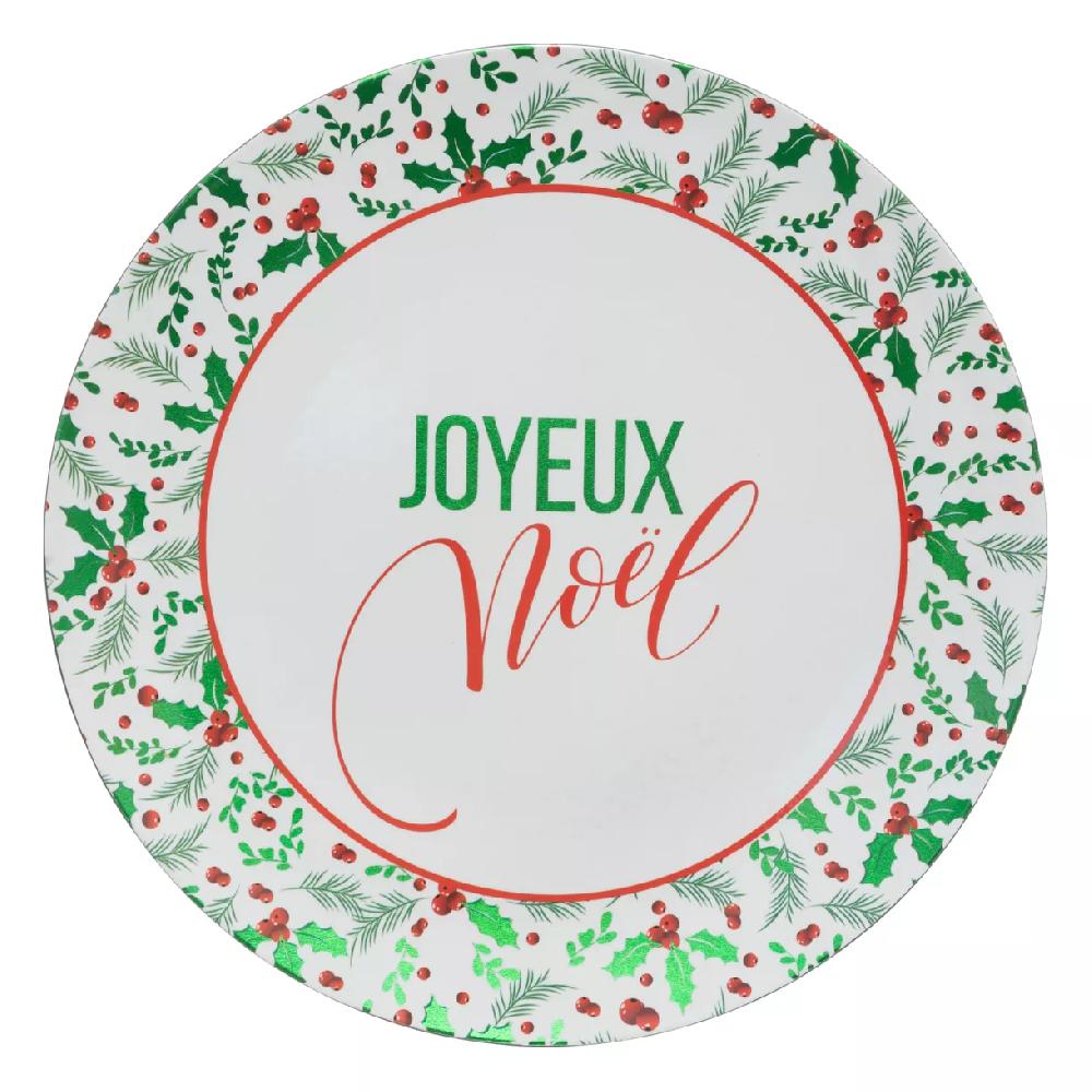 eminza Lot de 12 dessous d'assiette (D33 cm) Houx de Noël