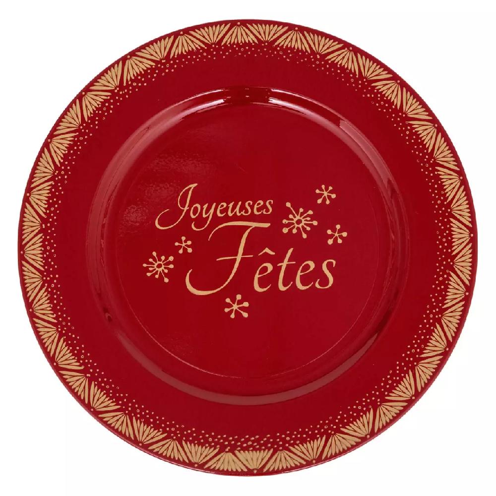 eminza Lot de 12 dessous d'assiette Joyeuses Fêtes Rouge
