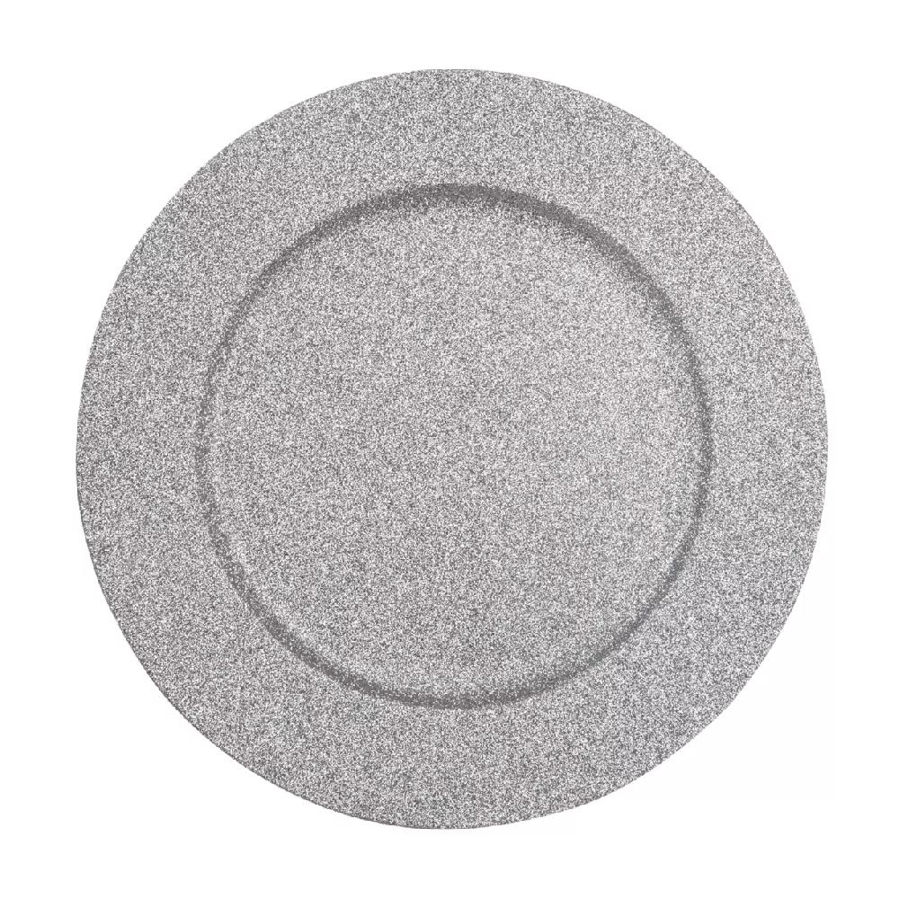 eminza Lot de 12 dessous d'assiette Pailletées Argent
