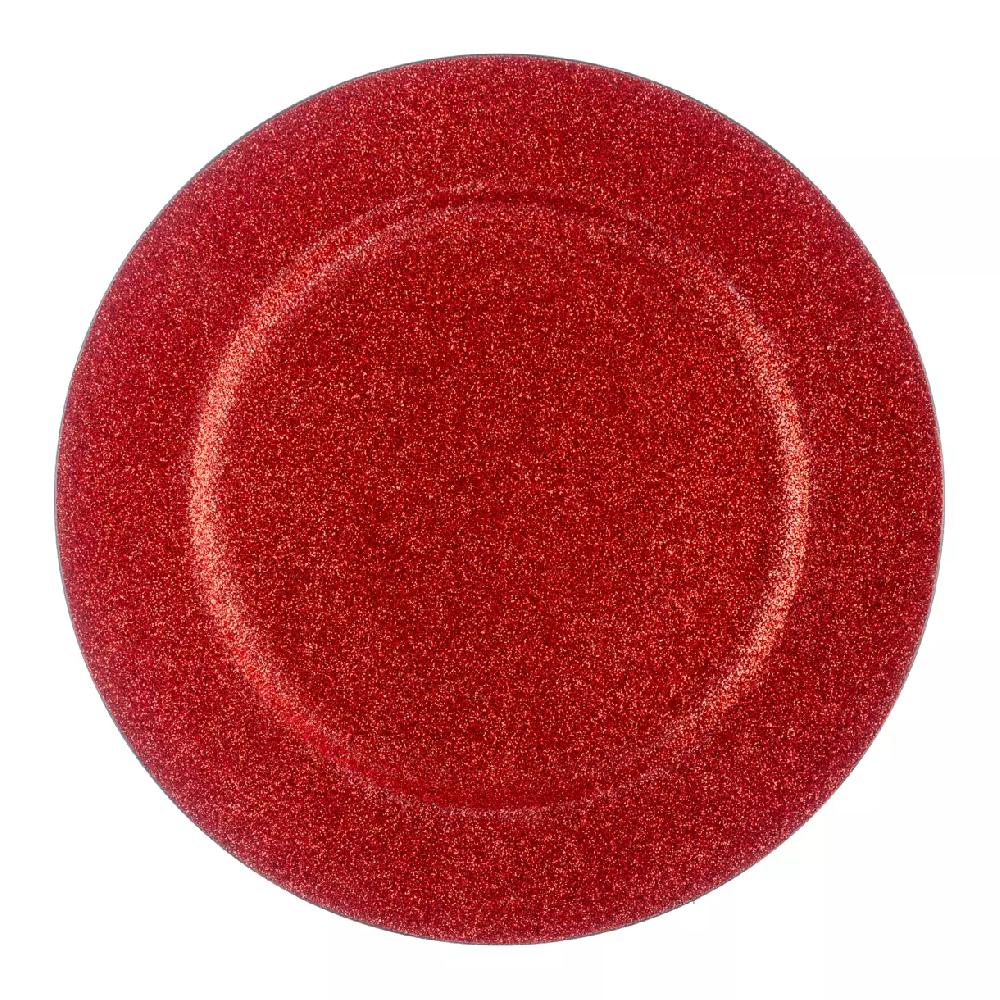 eminza Lot de 12 dessous d'assiette Pailletées Rouge