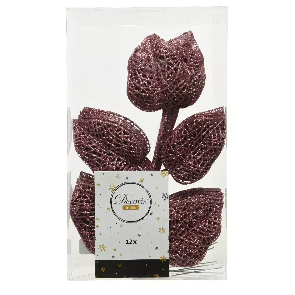 eminza Lot de 12 feuilles à suspendre (H36 cm) Alpine Vieux rose