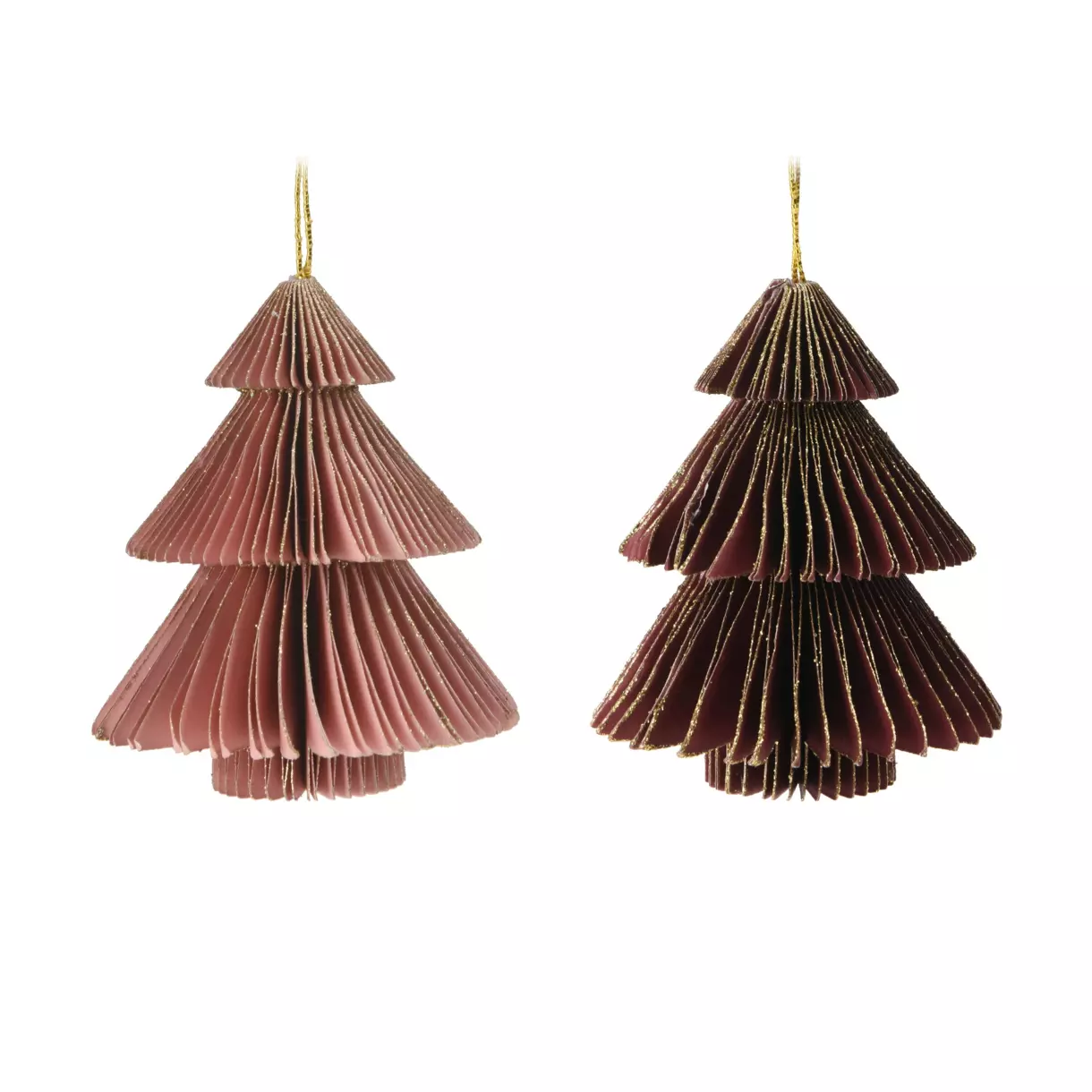 eminza Lot de 12 suspensions de Noël (H8 cm) Sapins Rose