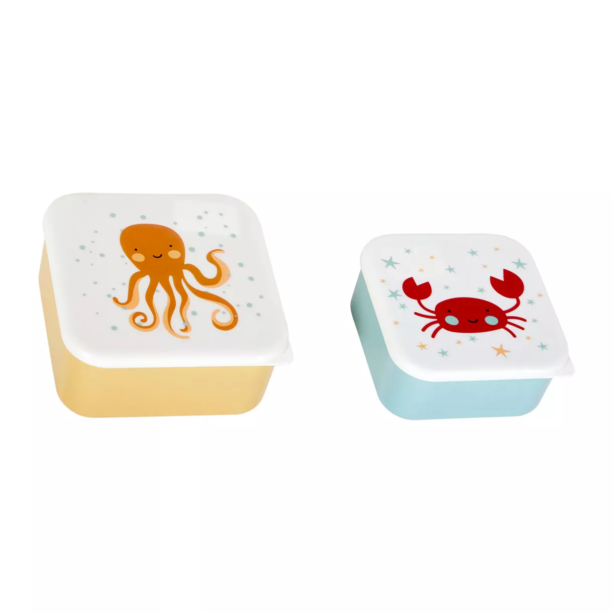 eminza Lot de 2 boîtes à gouter enfant Crabe et Pieuvre Bleu