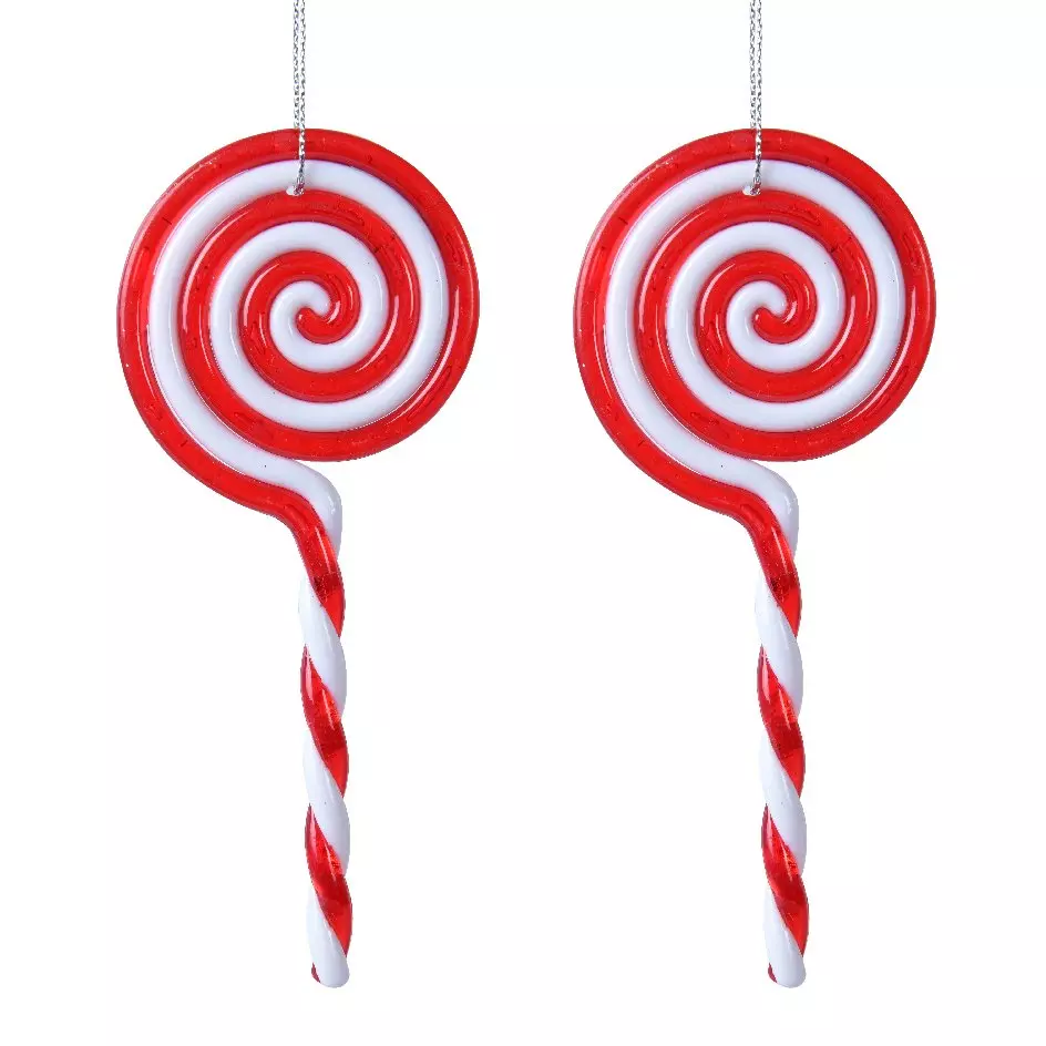 eminza Lot de 2 bonbons (H12 cm) Sucettes spirales Rouge
