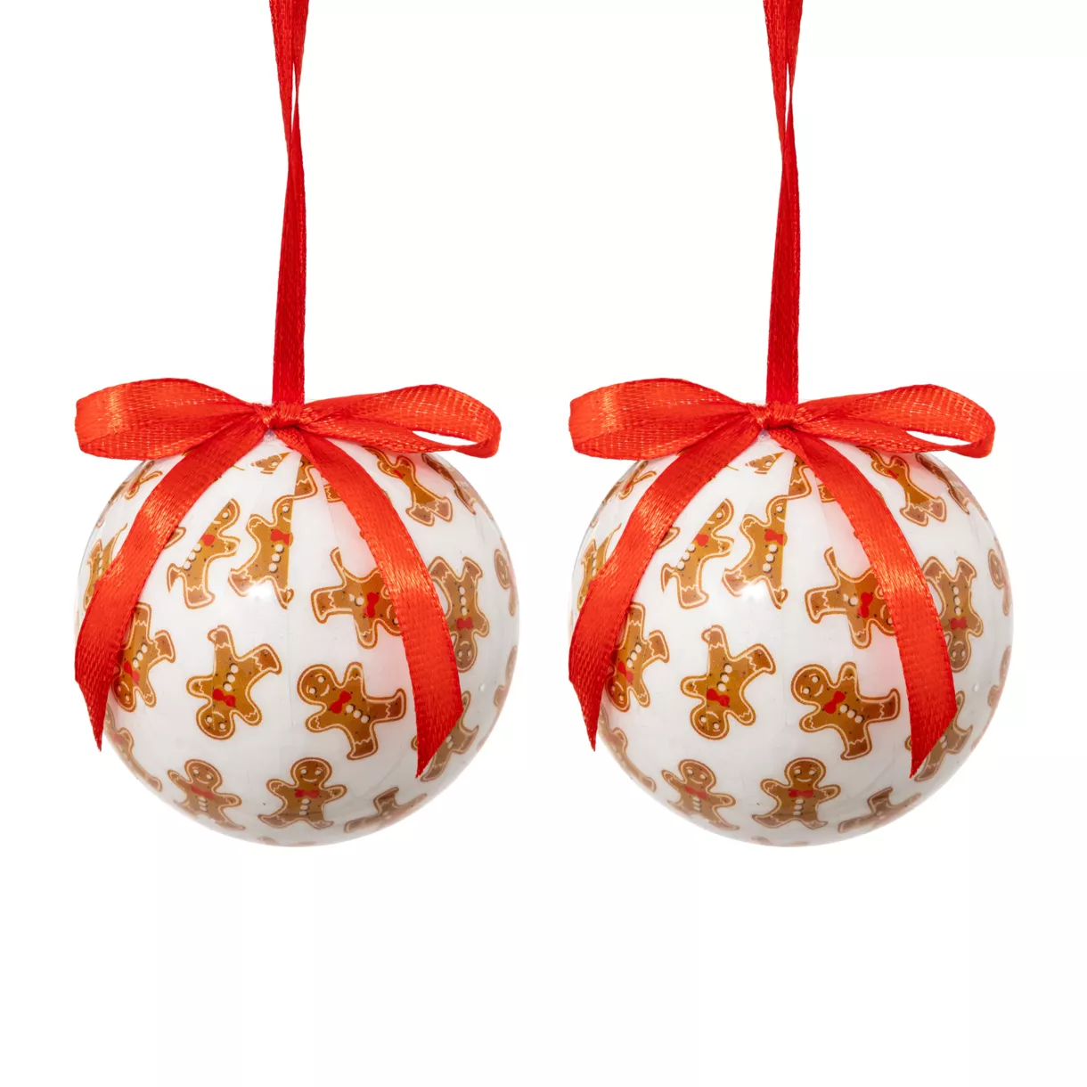 eminza Lot de 2 boules de Noël (D60 mm) Petit Biscuit