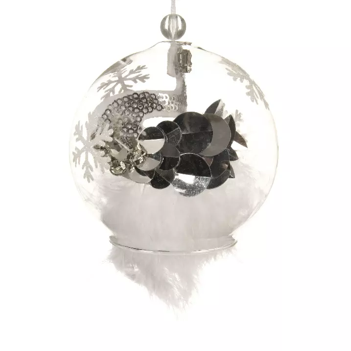 eminza Lot de 2 boules de Noël en verre (D80 mm) Swan Blanc