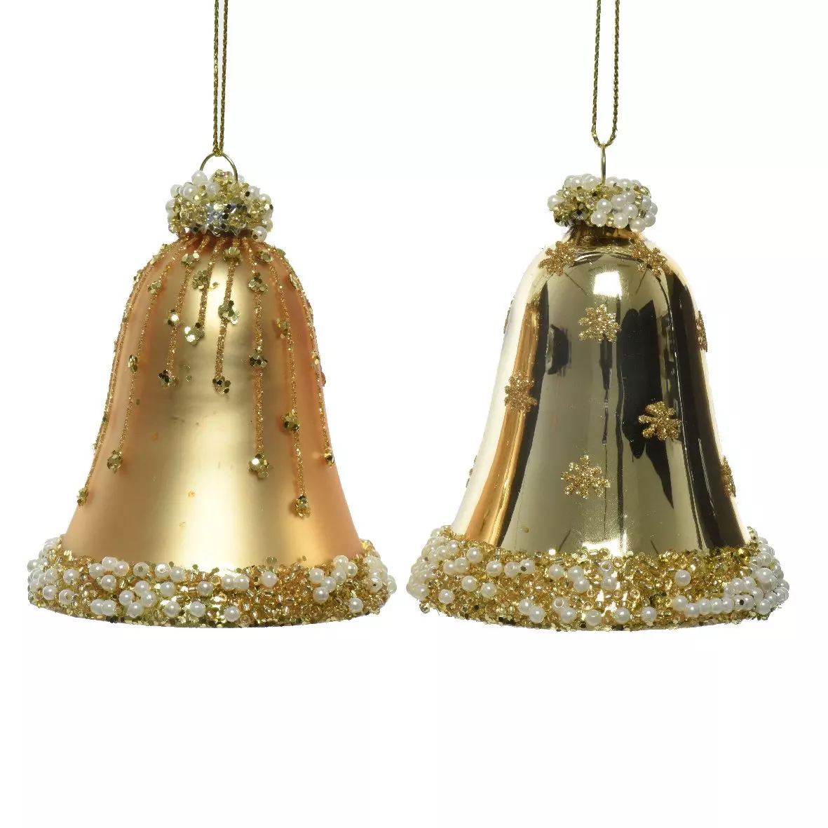 eminza Lot de 2 clochettes en verre (H8 cm) Kristina Or