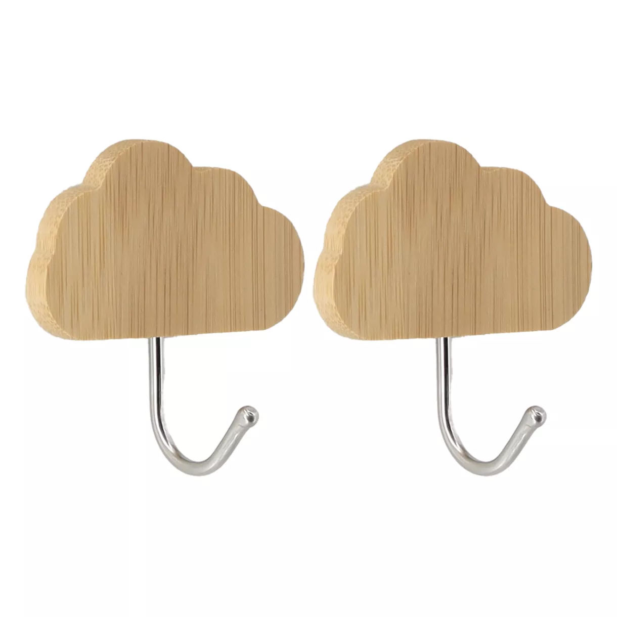 eminza Lot de 2 crochets adhésifs 3M bambou (H6 cm) Nuage