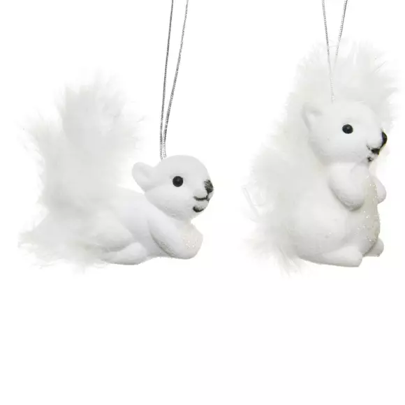 Eminza Lot De 2 écureuils à Suspendre (H6 Cm) Pilou Blanc