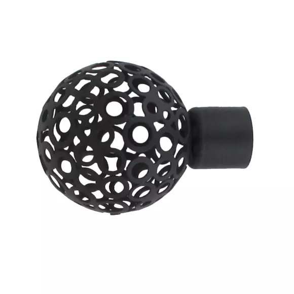 Eminza Lot De 2 Embouts Tringle (D20 Mm) Jim Boule Perforée Noir Mat