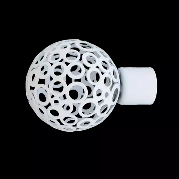 Eminza Lot De 2 Embouts Tringle (D20 Mm) Jim Boule Perforée Blanc Mat