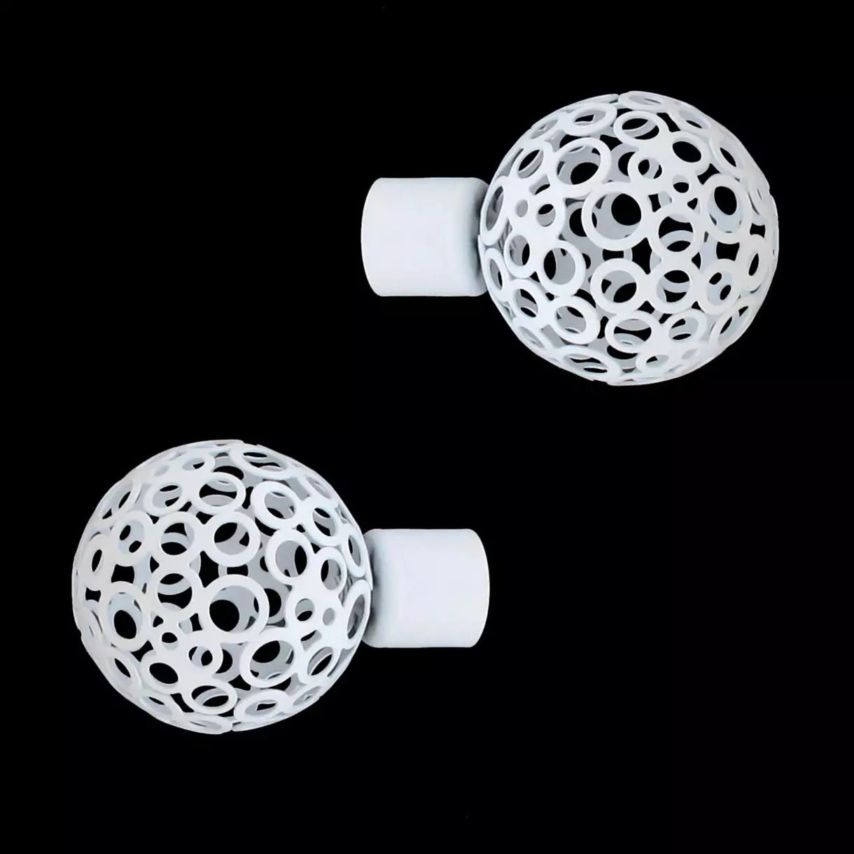 eminza Lot de 2 embouts tringle (D20 mm) Jim Boule perforée Blanc mat