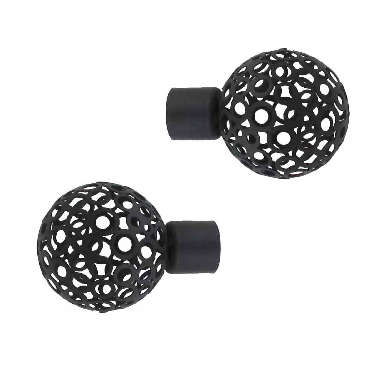 eminza Lot de 2 embouts tringle (D20 mm) Jim Boule perforée Noir mat