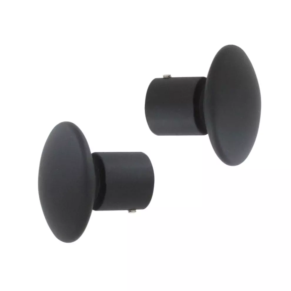 eminza Lot de 2 embouts tringle (D20 mm) Jim Champignon Noir mat