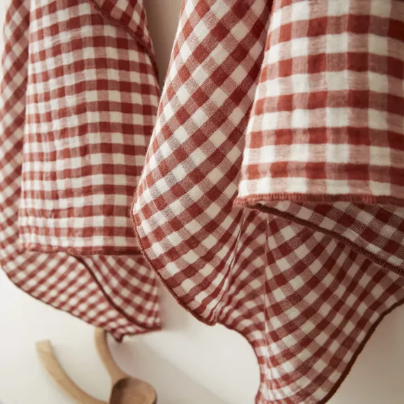 Eminza Lot De 2 Essuie-main Gaze De Coton (50 X 70 Cm) Vickie Terracotta