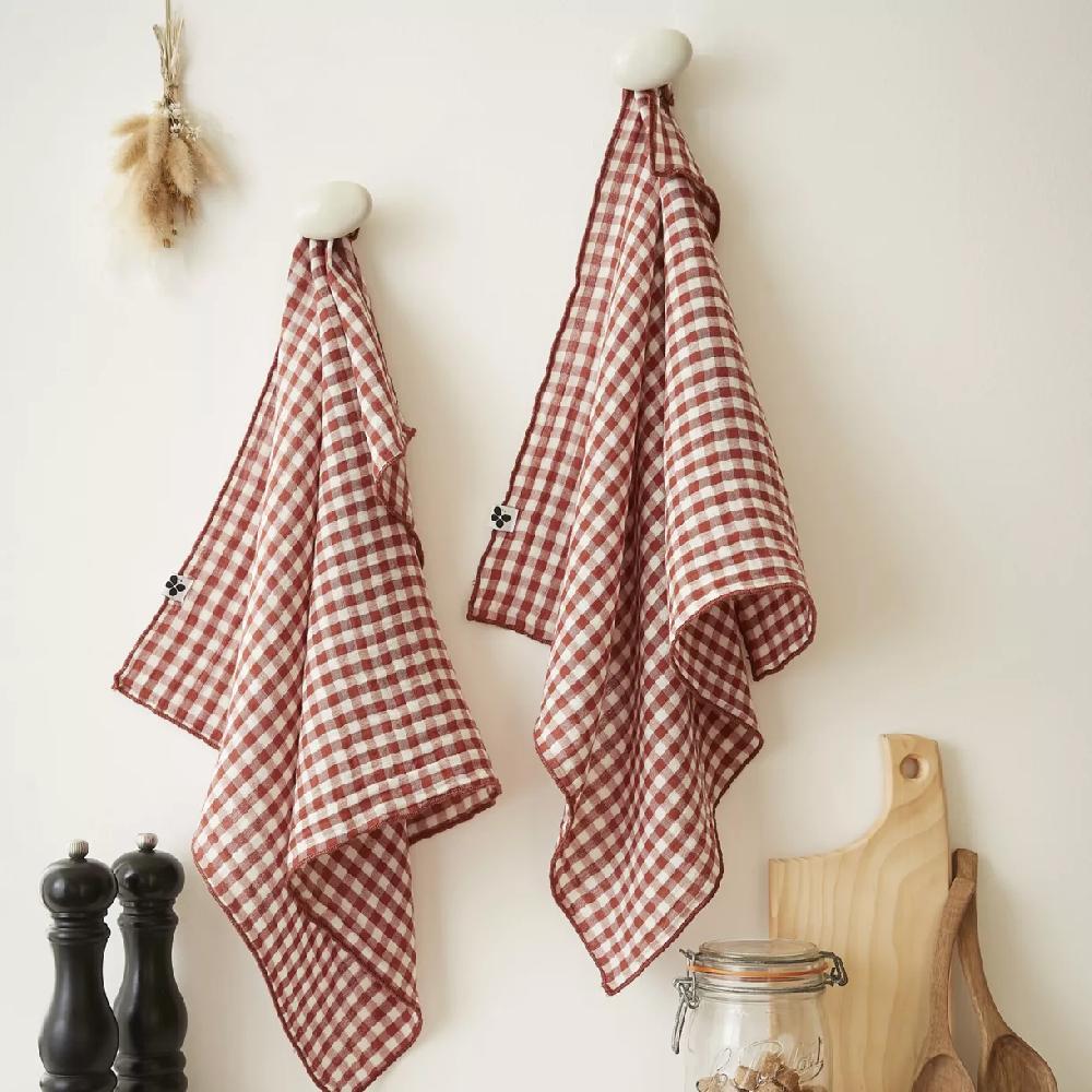 eminza Lot de 2 essuie-main gaze de coton (50 x 70 cm) Vickie Terracotta