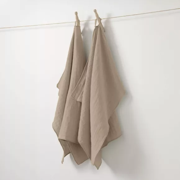 Eminza Lot De 2 Essuie-mains Gaze De Coton (50 X 70 Cm) Gaïa Ficelle