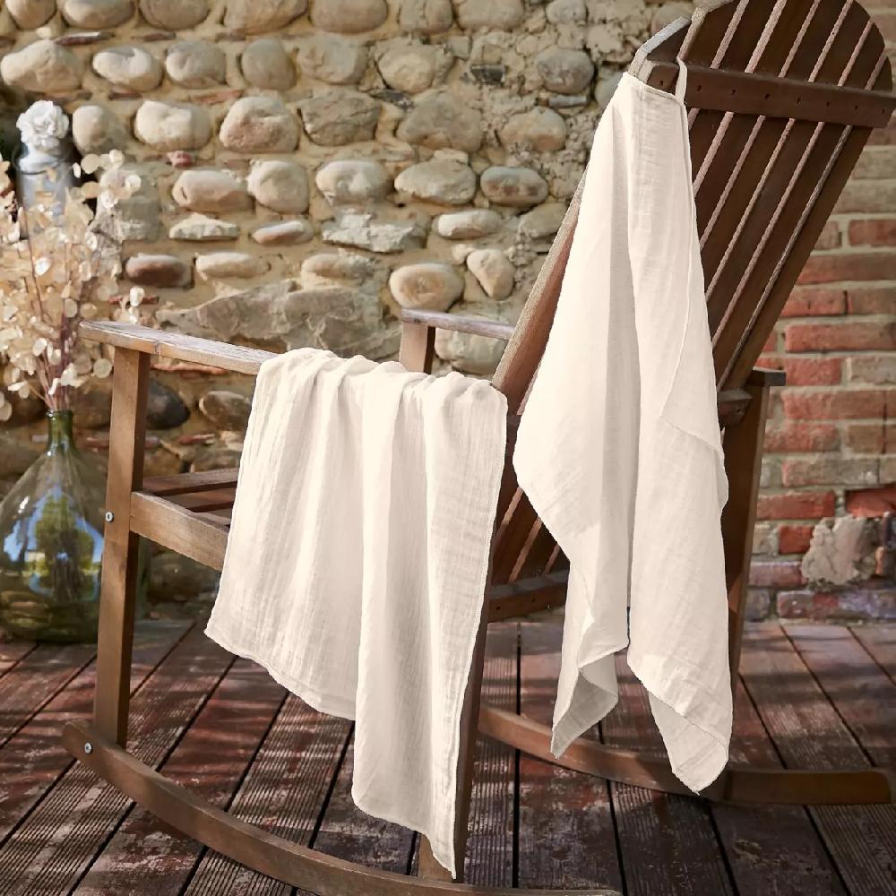 eminza Lot de 2 essuie-mains gaze de coton (70 cm) Gaïa Beige pampa