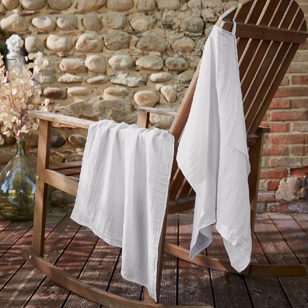 eminza Lot de 2 essuie-mains gaze de coton (70 cm) Gaïa Gris nuage