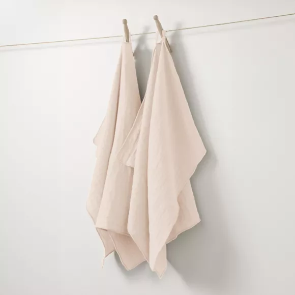 Eminza Lot De 2 Essuie-mains Gaze De Coton (70 Cm) Gaïa Rose Poudré