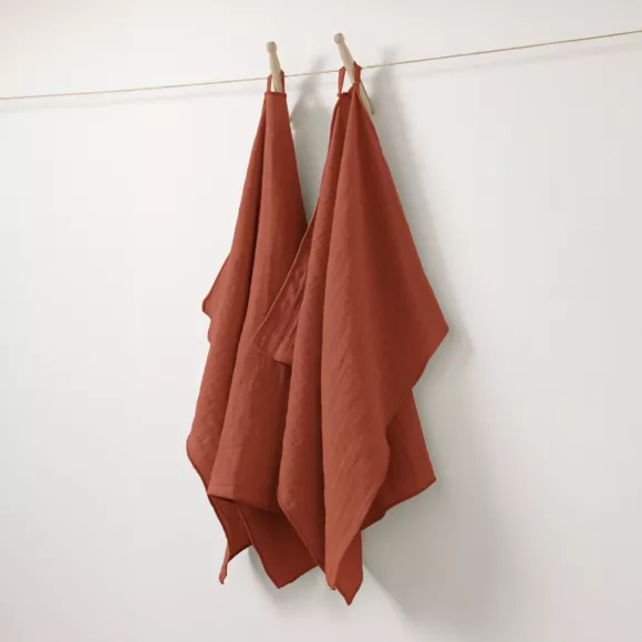 Eminza Lot De 2 Essuie-mains Gaze De Coton (70 Cm) Gaïa Terracotta