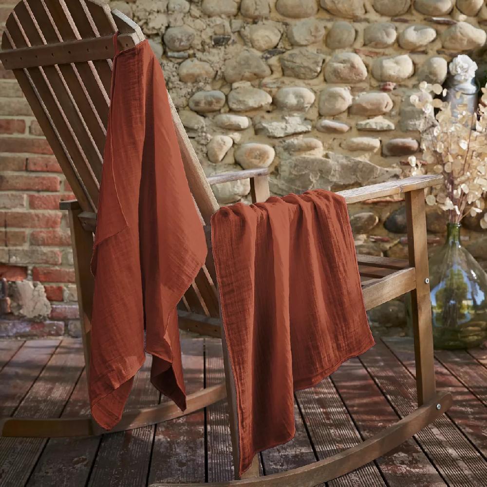 eminza Lot de 2 essuie-mains gaze de coton (70 cm) Gaïa Terracotta
