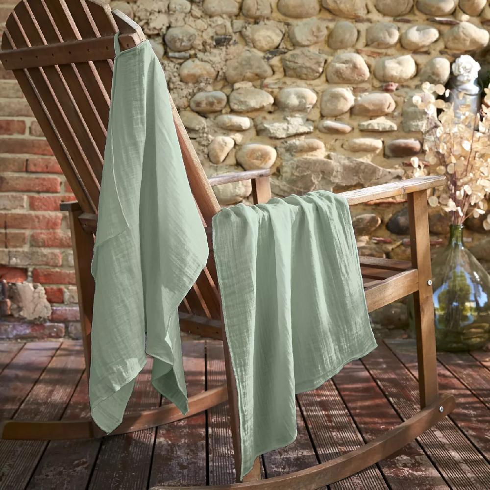 eminza Lot de 2 essuie-mains gaze de coton (70 cm) Gaïa Vert eucalyptus