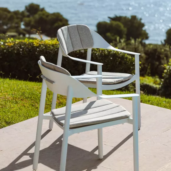 Eminza Lot De 2 Fauteuils De Jardin Aluminium Monte Carlo Blanc