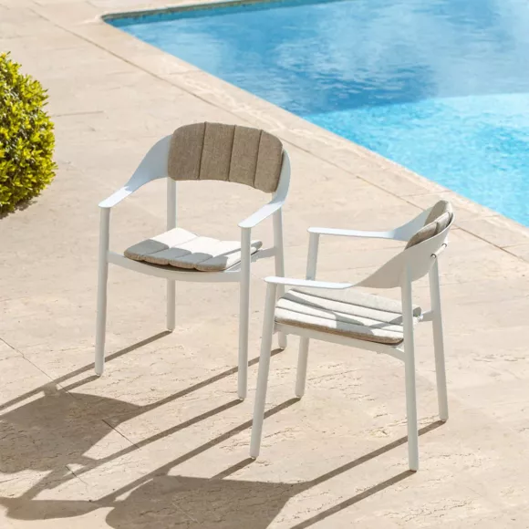 Eminza Lot De 2 Fauteuils De Jardin Aluminium Monte Carlo Blanc