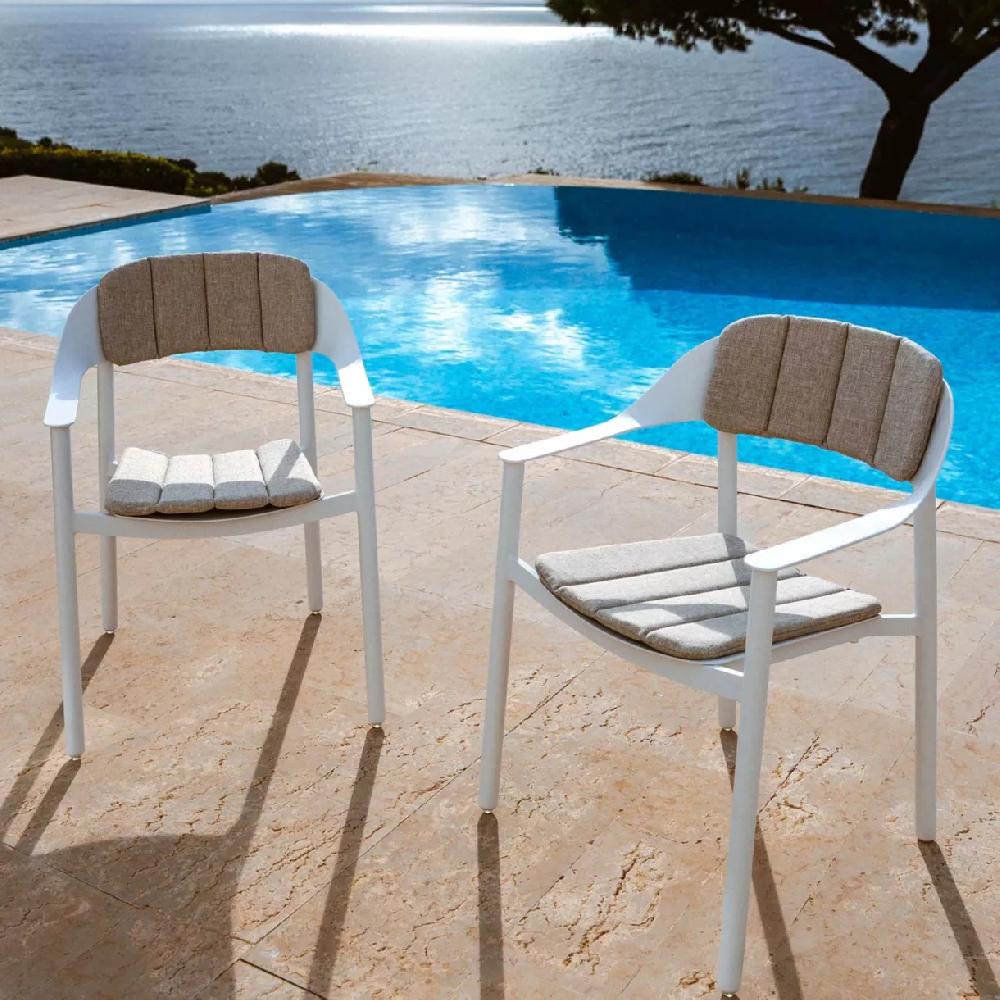 eminza Lot de 2 fauteuils de jardin aluminium Monte Carlo Blanc