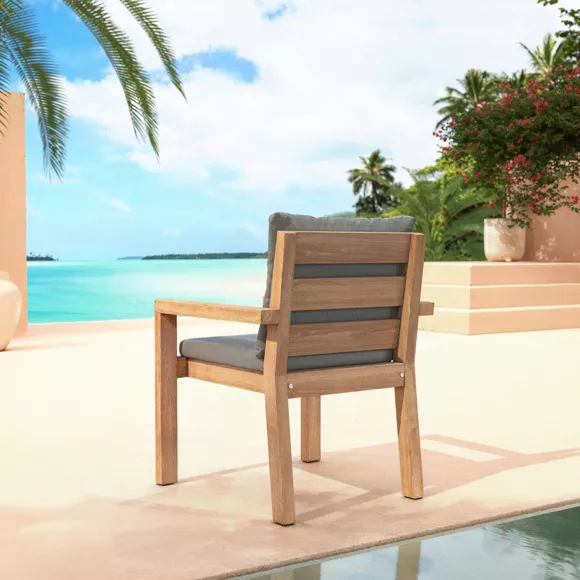 Eminza Lot De 2 Fauteuils De Jardin Empilables En Bois D'acacia Bornéo Gris Anthracite