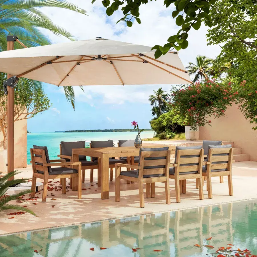 Eminza Lot De 2 Fauteuils De Jardin Empilables En Bois D'acacia Bornéo Gris Anthracite
