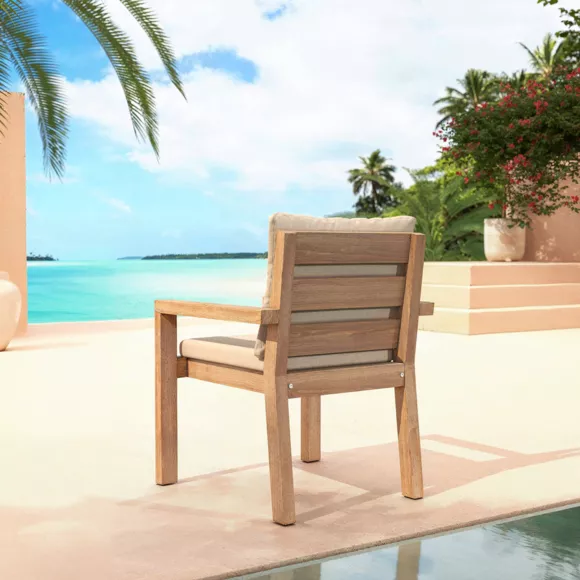 Eminza Lot De 2 Fauteuils De Jardin Empilables En Bois D'acacia Bornéo Sable