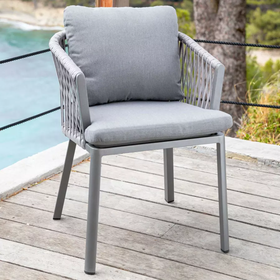 Eminza Lot De 2 Fauteuils De Jardin En Aluminium Amalfi Gris Anthracite