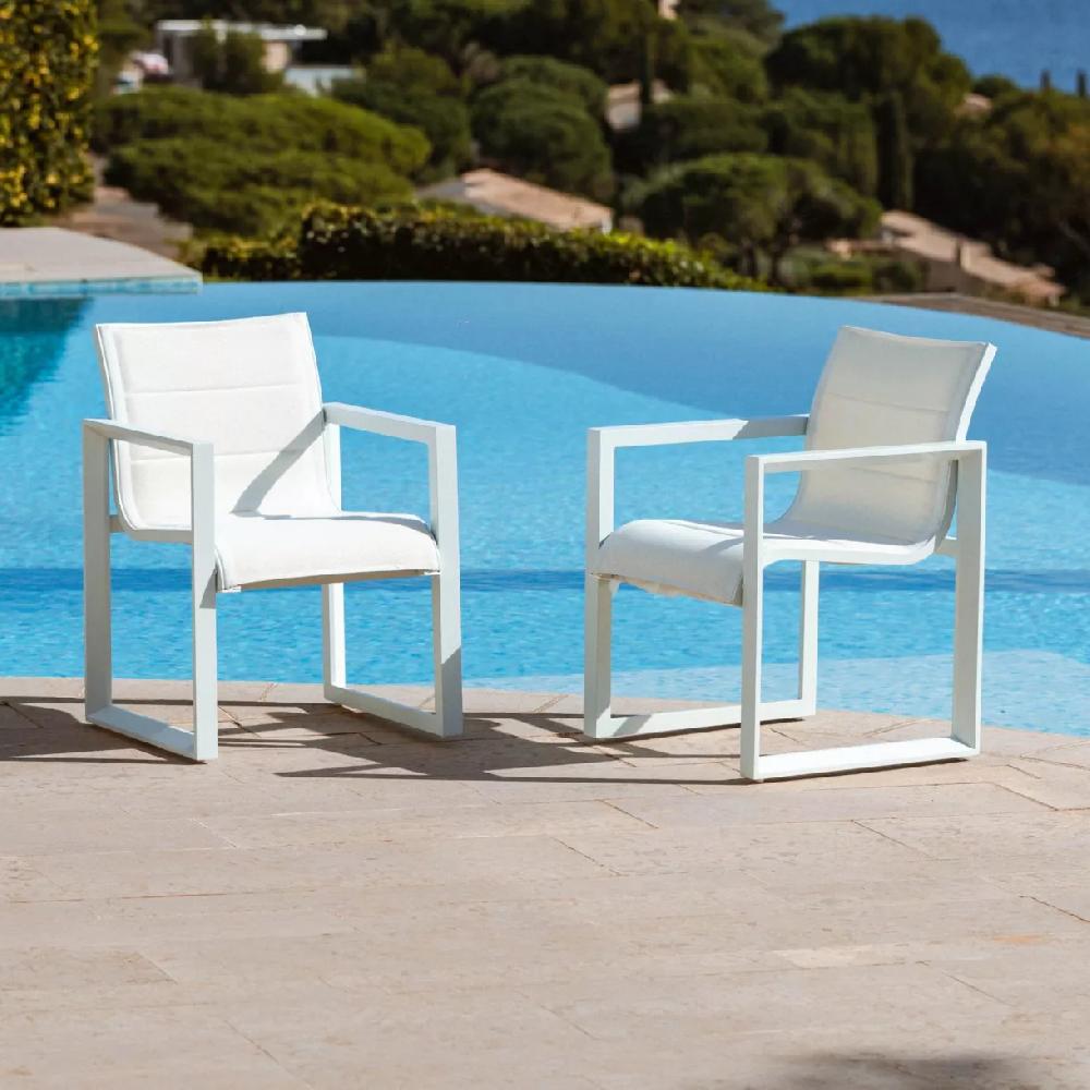 eminza Lot de 2 fauteuils de jardin en aluminium Elba Blanc