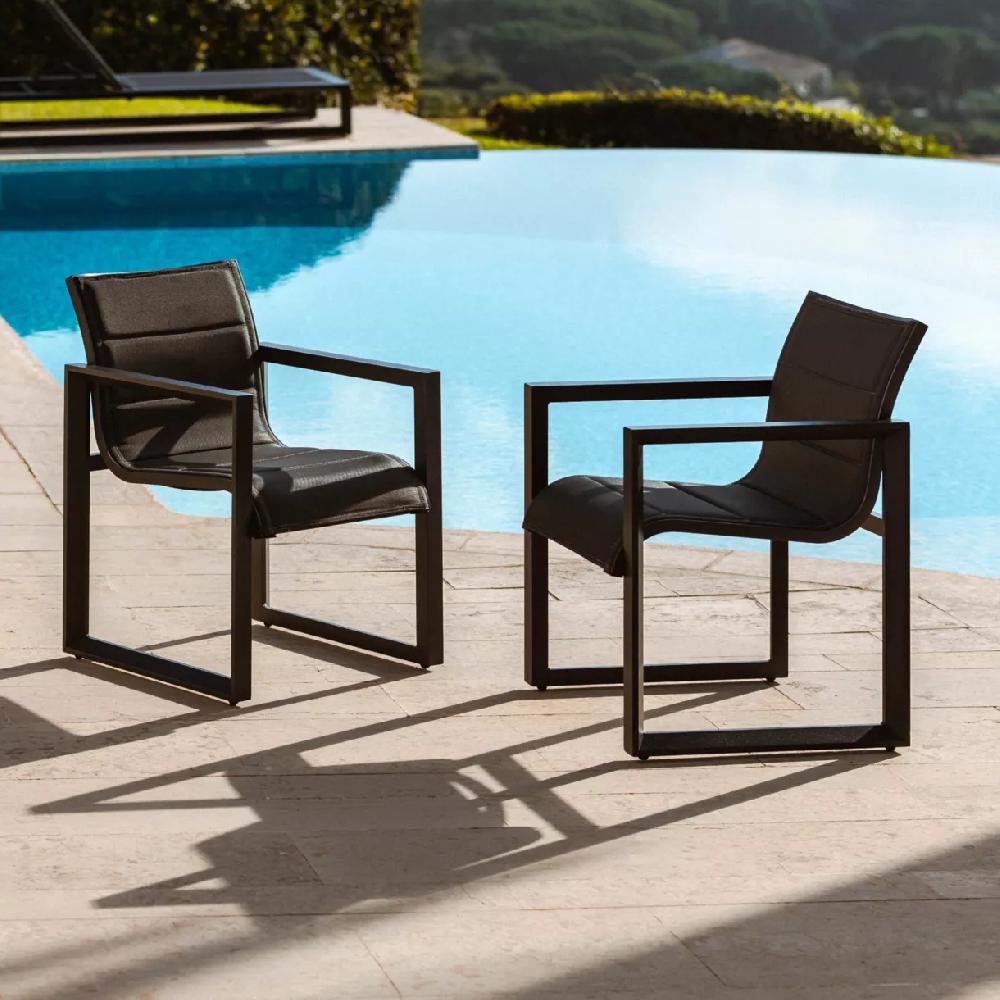 eminza Lot de 2 fauteuils de jardin en aluminium Elba Gris anthracite