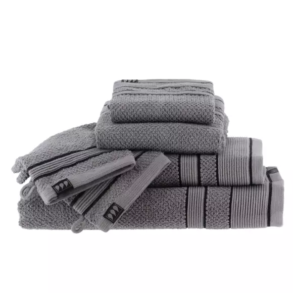 Eminza Lot De 2 Gants De Toilette Coton (15 X 21 Cm) Black Line Joia Gris / Noir
