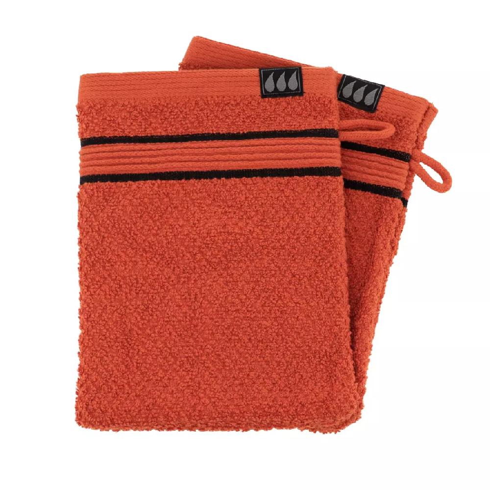 eminza Lot de 2 gants de toilette coton (15 x 21 cm) Black Line Joia Terracotta / noir