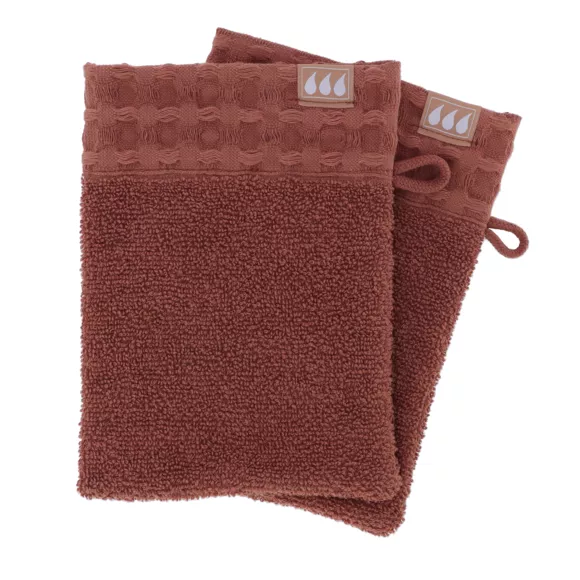 Eminza Lot De 2 Gants De Toilette Coton (15 X 21 Cm) Season Color Ambre
