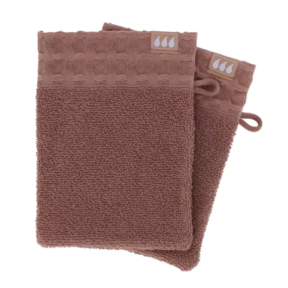 Eminza Lot De 2 Gants De Toilette Coton (15 X 21 Cm) Season Color Caramel