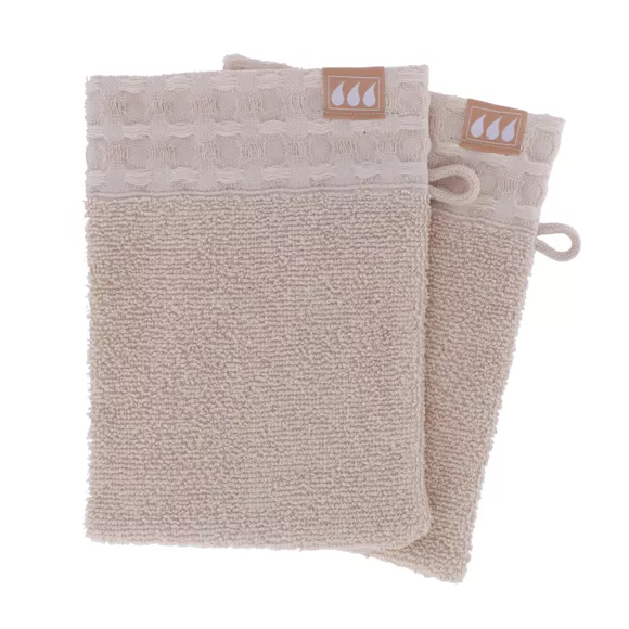 Eminza Lot De 2 Gants De Toilette Coton (15 X 21 Cm) Season Color Beige