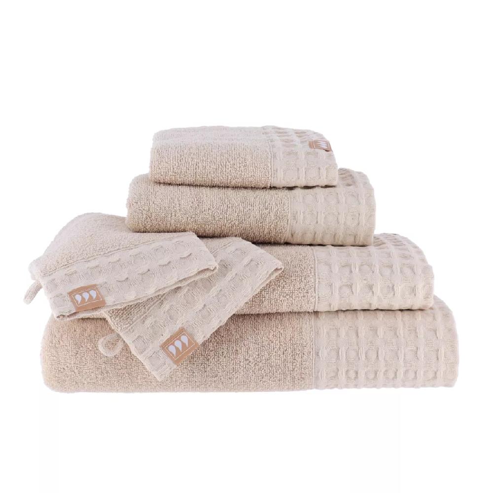 eminza Lot de 2 gants de toilette coton (15 x 21 cm) Season Color Beige