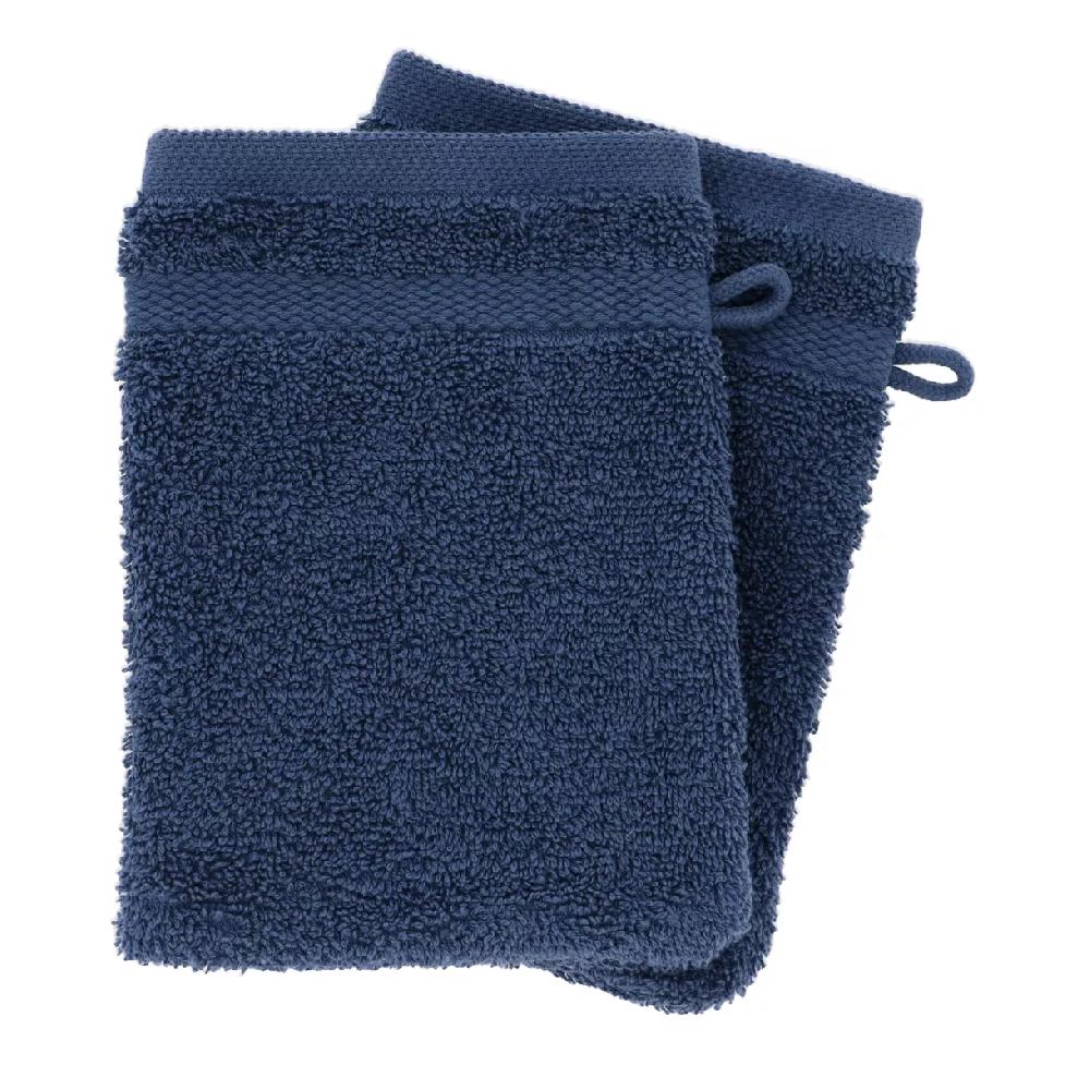 eminza Lot de 2 gants de toilette coton (15 x 21 cm) Timeless Bleu marine