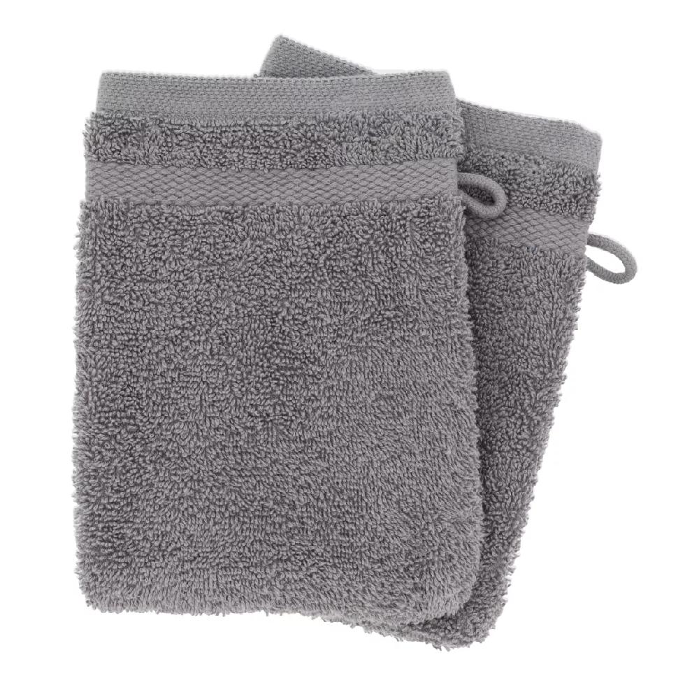 eminza Lot de 2 gants de toilette coton (15 x 21 cm) Timeless Gris