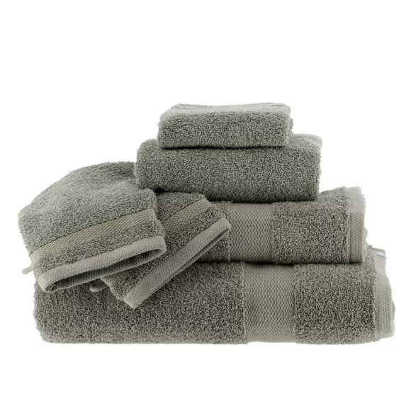 Eminza Lot De 2 Gants De Toilette Coton (15 X 21 Cm) Timeless Vert Kaki