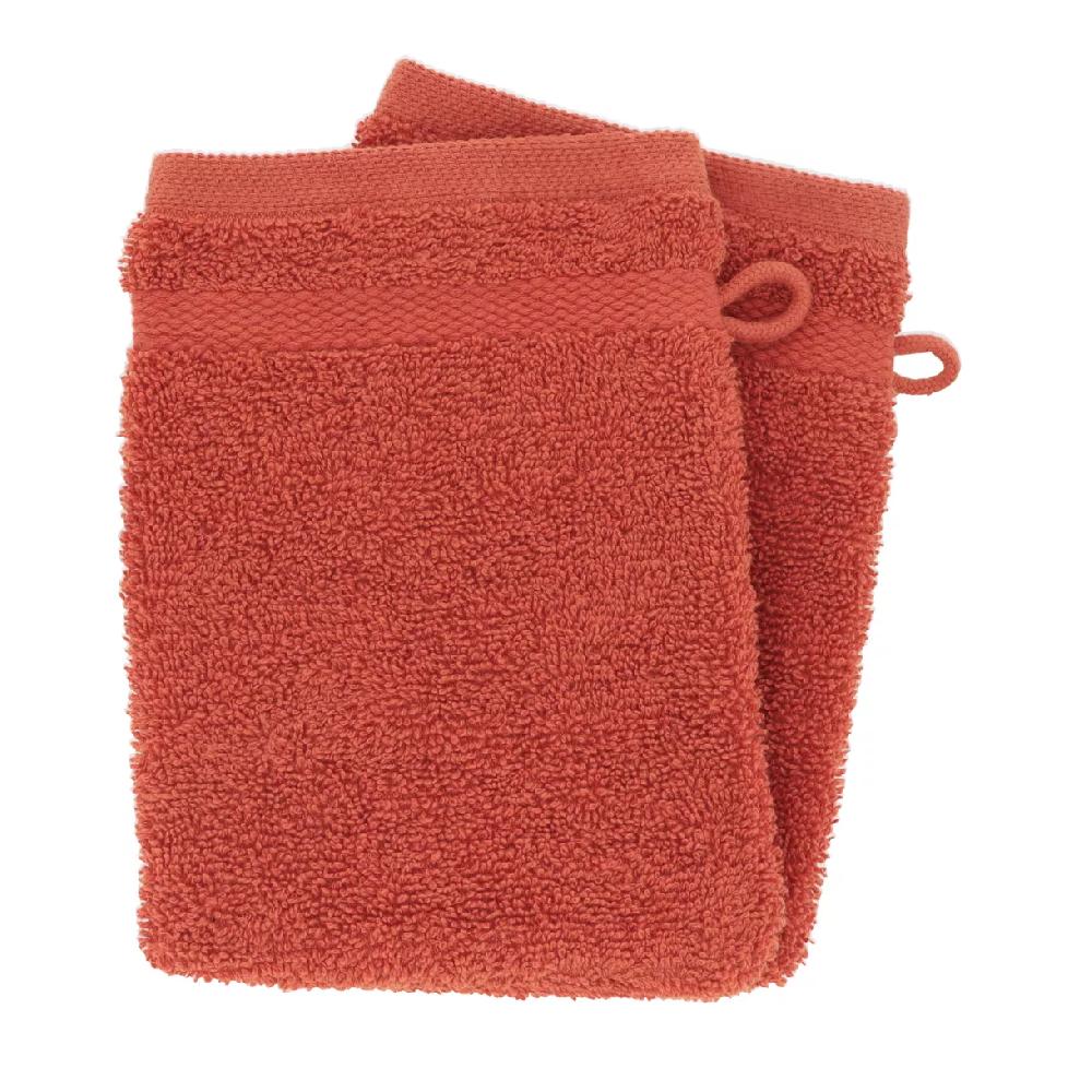 eminza Lot de 2 gants de toilette coton (15 x 21 cm) Timeless Terracotta