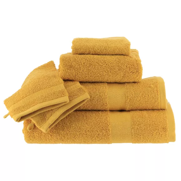 Eminza Lot De 2 Gants De Toilette Coton (15 X 21 Cm) Timeless Jaune Moutarde
