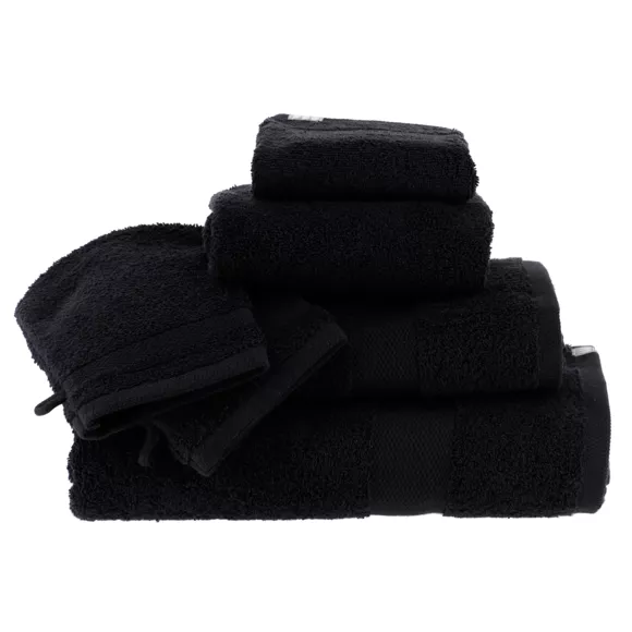 Eminza Lot De 2 Gants De Toilette Coton (15 X 21 Cm) Timeless Noir